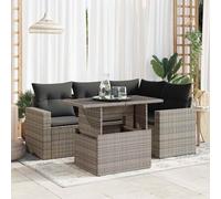vidaXL Set Divano da Giardino 5 pz con Cuscini Grigio in Polyrattan