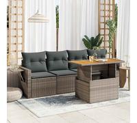 vidaXL Set Divano da Giardino 5 pz con Cuscini Grigio in Polyrattan