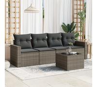vidaXL Set Divano da Giardino 5 pz con Cuscini Grigio in Polyrattan