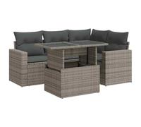 vidaXL Set Divano da Giardino 5 pz con Cuscini Grigio in Polyrattan