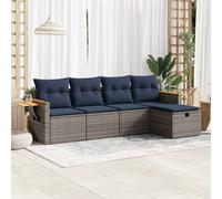 vidaXL Set Divano da Giardino 5 pz con Cuscini Grigio in Polyrattan
