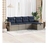 vidaXL Set Divano da Giardino 5 pz con Cuscini Grigio in Polyrattan
