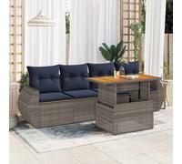 vidaXL Set Divano da Giardino 5 pz con Cuscini Grigio in Polyrattan