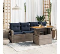 vidaXL Set Divano da Giardino 5 pz con Cuscini Grigio in Polyrattan