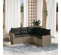vidaXL Set Divano da Giardino 5 pz con Cuscini Grigio in Polyrattan