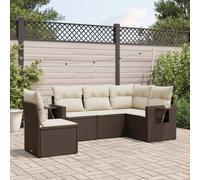 vidaXL Set Divano da Giardino 5 pz con Cuscini Marrone in Polyrattan
