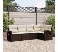 vidaXL Set Divano da Giardino 5 pz con Cuscini Marrone in Polyrattan