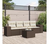 vidaXL Set Divano da Giardino 5 pz con Cuscini Marrone in Polyrattan