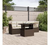 vidaXL Set Divano da Giardino 5 pz con Cuscini Marrone in Polyrattan