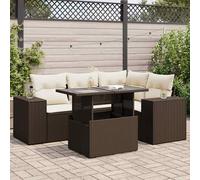 vidaXL Set Divano da Giardino 5 pz con Cuscini Marrone in Polyrattan