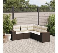 vidaXL Set Divano da Giardino 5 pz con Cuscini Marrone in Polyrattan