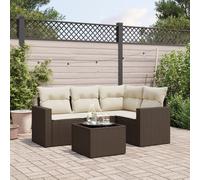 vidaXL Set Divano da Giardino 5 pz con Cuscini Marrone in Polyrattan