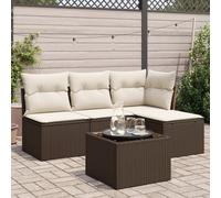 vidaXL Set Divano da Giardino 5 pz con Cuscini Marrone in Polyrattan