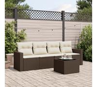DIVANO DA GIARDINO VIDAXL 5 pz con Cuscini Marrone in Polyrattan - 3251030