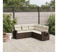 vidaXL Set Divano da Giardino 5 pz con Cuscini Marrone in Polyrattan
