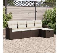 vidaXL Set Divano da Giardino 5 pz con Cuscini Marrone in Polyrattan