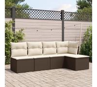 Set Divano da Giardino 5 pz con Cuscini Marrone in Polyrattan