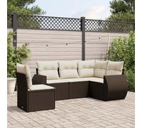 vidaXL Set Divano da Giardino 5 pz con Cuscini Marrone in Polyrattan