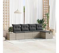 vidaXL Set Divano da Giardino 5 pz Grigio chiaro polyrattan