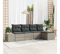 Set Divano da Giardino 5 pz Grigio chiaro polyrattan