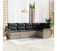 vidaXL Set Divano da Giardino 5 pz Grigio chiaro polyrattan