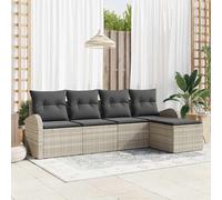 vidaXL Set Divano da Giardino 5 pz Grigio chiaro polyrattan