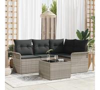 Set Divano da Giardino 5 pcs Grigio chiaro polyrattan