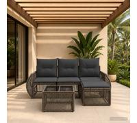 vidaXL Set di divani da giardino, 5 pezzi, grigio e grigio scuro, divano modulare moderno, resistente alle intemperie, ideale per rilassarsi all'aperto, in patio o giardino