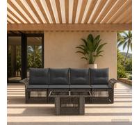 vidaXL Set Divano da Giardino 5 pz Grigio e Grigio Scuro polyrattan