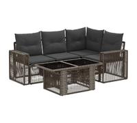 vidaXL Set Divano da Giardino 5 pz Grigio e Grigio Scuro polyrattan