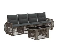 vidaXL Set Divano da Giardino 5 pz Grigio e Grigio Scuro polyrattan