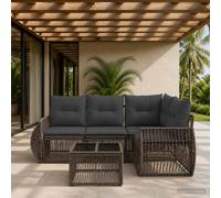 vidaXL Set di divani da giardino 5 pezzi grigio e grigio scuro polyrattan, divano da giardino modulare, resistente alle intemperie, perfetto per momenti di relax sul patio