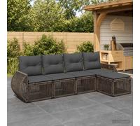 vidaXL Set di divani da giardino, 5 pezzi, grigio e grigio scuro, divano modulare moderno, resistente alle intemperie, per giardino, seduta all'aperto, vicino alla piscina, mobili da patio