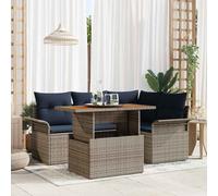 vidaXL Set Divano da Giardino 5 pcs Grigio Poly Rattan, Giardino e terrazza, set lounge moderno, divano modulare, resistenza agli UV, mobile da esterno durable