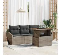 Set Divano da Giardino 5 pcs Grigio Poly Rattan