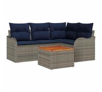 vidaXL Set Divano da Giardino 5 pz Grigio polyrattan