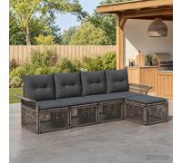 vidaXL Set di divani da giardino, 5 pezzi, grigio rattan sintetico, set di divani moderni per giardino, resistenti alle intemperie, design modulare, sedute da esterno