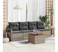 Set Divano da Giardino 5 pz Grigio polyrattan