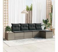 vidaXL Set Divano da Giardino 5 pz Grigio polyrattan