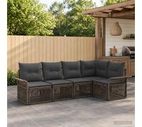 vidaXL Set di divani da giardino, 5 pezzi, grigio rattan sintetico, set di divano moderno per giardino, resistente alle intemperie, ideale per balcone, terrazza o patio