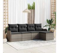 vidaXL Set Divano da Giardino 5 pz Grigio polyrattan