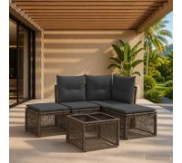 vidaXL Set Divano da Giardino 5 pz Grigio polyrattan