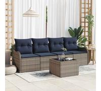 vidaXL Set Divano da Giardino 5 pz Grigio polyrattan
