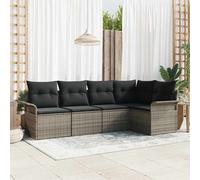 vidaXL Set Divano da Giardino 5 pz Grigio polyrattan