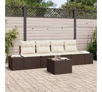 vidaXL Set Divano da Giardino 5 pz Marrone e Crema polyrattan