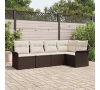 vidaXL Set Divano da Giardino 5 pz Marrone polyrattan