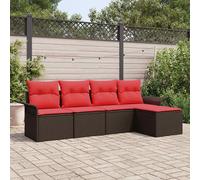 vidaXL Set Divano da Giardino 5 pz Marrone polyrattan