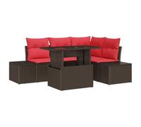 vidaXL Set Divano da Giardino 5 pz Marrone polyrattan | Puoi facilmente spostarlo per adattarlo al tuo spazio, Cambia l'altezza per stare più comodo, Gli dà un aspetto unico