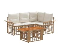 vidaXL Set Divano da Giardino 5 pz Naturale e Bianco Crema polyrattan