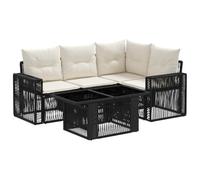 vidaXL Set Divano da Giardino 5 pz Nero e Bianco Crema polyrattan